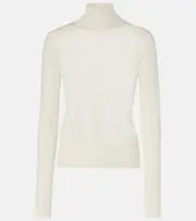 [Chloe] Chloé Semi-sheer wool turtleneck top AU 10 white
