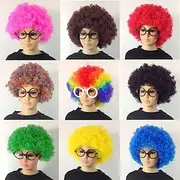 Fans Wig Color Cosplay Wig Burlesque Clown It Yaki Afro Curly Bob Wig Medium Length Beige Synthetic Hair Kid's Cosplay Creative Funny Red Carnival Festival Ca