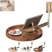 Wall Mounted Round Table, 180° Rotating Foldable Coffee Table, Floating Round Desk for Wall, Space-Saving Design, Sturdy Wooden Construction for Living Room, Bedside, Kitchen (Walnut)
