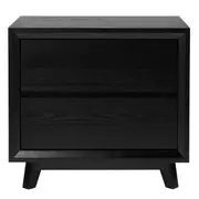 [James Lane] Morgan Oak Bedside Table Black - 2 Drawer