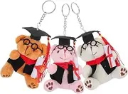 3pcs Stuffed Bear Keychain Adorable Plush Graduation Cap Bears for Keys Bags and Backpacks present for Graduates Cute Key Ring Pendants