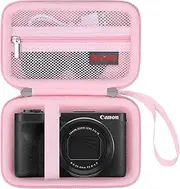 [Elonbo] Carrying Case for Canon PowerShot V1 Hybrid Camera, Digital Compact Camera Travel Storage Cover Bag Organizer Holder, Pink