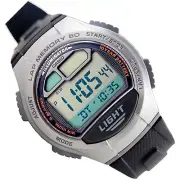 Casio 60 Lap Memory World Time Pace 5 Alarms Watch 10 Year Battery W-734-1AV New
