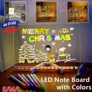 LED Note Board with Colors Acrylic Dry Erase Board w/ 7 Pens for Home Office AUS