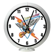 I Love Guitar Music, White Non-Lighted Gas Pump Globe Advertising Table Clock