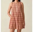 Faherty Isha Dress NWT Sunset Gingham Small S Plaid Check Orange Brown Organic
