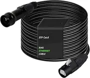 Cat5/6 Ether CON Extension Shielded Cable Male to Male/Female Indoor&Outdoor STP/SFTP Cable with Button Waterproof RJ45 0.3-20M(1067-1031-6-Out-BK,20M)