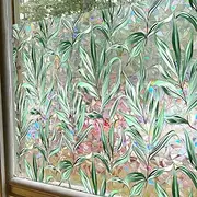 Assorted Iridescent Sunlight Static Cling Window Stickers, Double-Sided Green Vine Glass Decals for Storefront and Window Decoration