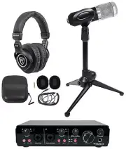 Rockville R-TRACK 2x2 Studio USB Recording Interface+RCM01 Mic+Stand+Headphones
