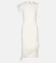 [Christopher Kane] Christopher Kane Feather-trimmed wool-blend dress AU 12 white