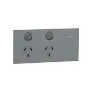 Clipsal 1025-PT Double switched socket outlet, Clipsal Solis T Series, horizontal, 10A