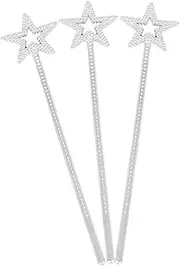 Toyvian 3pcs Angel Wand Party Sticks LED Birthday Wands Little Props Pretend Wand Costume Props Cosplay Props Silver Resin