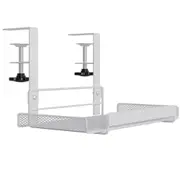 White Large Under Desk Cable Management Tray No Drill Steel Desk Cable Organizer Rack Shelf