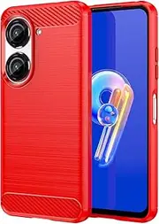 EVUNNBC for Zenfone 9 Case, ASUS Zenfone 9 Case, Zenfone 10 Case Flexible TPU Shock-Absorption Military Grade Drop Protection Slim Fit Phone Cover for ASUS Zenfone 9 Zenfone 10 (Red)