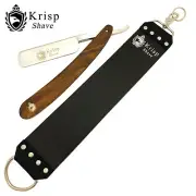 3 PCS MEN SHAVING SET SHAVE READY WOOD STRAIGHT RAZOR WIDE LEATHER STROP + POUCH
