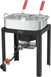 50,000 BTU Propane Deep Fryer - 18QT Aluminium Dual Deep Fryer with 2 Baskets -