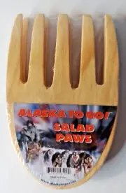 Alaska To Go! Wooden Salad Server Paws - Alaska Bear Engraved Claw New & Sealed