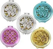 WEKADRIN 5pcs Portable Hollow Pattern Folding Makeup Mirror Compact Two-Sided Cosmetic Mirror Travel-Friendly Design Material for -Term Use Go