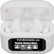 Headphones, Noise Cancelling Earbuds in Ear Earphones with Touch Screen Charging Case, HiFi Stereo Ear Buds for Workout Running (White)