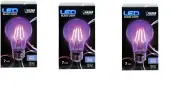 3 pack Feit Electric A19/BLB/LED Non-Dimmable Black Light LED Bulb, A19, 7 Watts