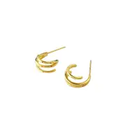 ANYCO Earrings Gold Plated Cute Sweet Intertwined Wave Multilayer Stud For Women Girl Teen Fashion Stylish Accessories Jewelry Gifts