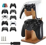 YIBEICO 2-Tier Universal Controller Holder for Xbox Series X, Xbox, Ps5, Ps4,360,Switch,Nintendo,Steam Controller,Gaming Headset,Walnut Controller Display Stand