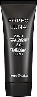 FOREO LUNA 2-in-1 Shaving Cream & Cleansing Foaming Cream - Shaving Foam for Men - Face Wash & Shave Gel - Vitamin E & Olive Oil - Razor Burn Protection - All Skin Type & Vegan - Travel Size - 100ml