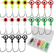 Jig Head Hooks - Fishing Jig Head Hook - 20X Sturdy Versatile Realistic Eye Tackle for River Freshwater Trout Lake Saltwater Bass Catfish