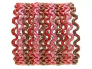 2.6 S Wavy Glittered GLASS Bangles Indian Bridal Bracelets Set Red Pink Maroon