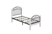 Ashley King Single Size Bed Frame Wooden Pole Black Metal Frame - White