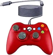 OSTENT Wired Controller Gamepad Compatible for Microsoft Xbox 360 Console PC Computer Video Game Color Red