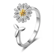 3PCS Copper Women's Fashion Jewelry Chrysanthemum-shaped Open Ring Adjustable Size
