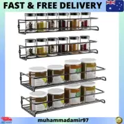 Spice Rack Organiser - 4 Pack 2 Size Hanging Wall Metal Spice Holder Kitchen