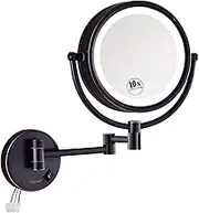 GURUN LED Lighted Wall Mount Makeup Mirror with 10x Magnification for Bathroom and Bedroom,13" Extendable Arm,Bronze,Direct Wire,M1809Do (10x,Bronze)
