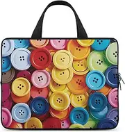 Laptop Case Sleeve Shockproof Computer Carrying Bag Colorful Buttons Notebook Case Cover Laptop Bag Water Resistant Computer Cases Tablet Briefcase for Travel Business 10 Inch, Colorful Buttons