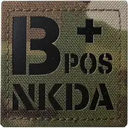 [SUVIYA] Infrared IR B POS NKDA B+ Blood Type Tactical Patch 2x2 Inch Medical Patch with Hook and Loop (Multicam)