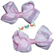 Puppy Bows ~ Big polka dots pink purple teal blue pet dog hair bow barrette,