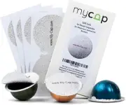 My-Cap 100 Foil Seals for Nespresso Vertuo Pods - Lids 8 Ounces, Silver