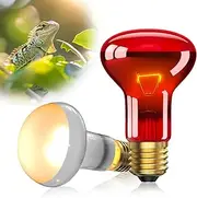 Lamptobe Reptile Heat Lamp Bulb, 75W E27 Reptile Basking Bulb ＆ Infrared Heat Lamp Bulb, Dimmable Reptile Heat Lamp UVA/UVB for Lizard, Tortoise, Bearded Dragon, AC220-240V(2 PCS)