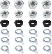 VGOL 24PCS Bike Wheel Axle Nut & Safety Washer Kit M10 M9.5 M8 Bicycle Hub Flanged Axle Nut for Mountain Bike Road Bike Front and Rear Bike Wheel Axle