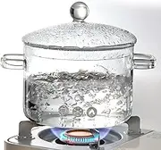 Hoypeyfiy Glass Saucepan with Cover, Transparency Stovetop Pot,Dual Handles Pan with Lid for Pasta Noodle, Soup, Milk, Baby Food Making or Heating 1.35L/1.9L (1.9L)