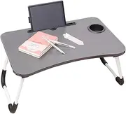 Provecta Laptop Bed Table,Foldable Portable Lap Standing Desk with Cup Slot Notebook Stand,Laptop Stand for Bed, Foldable Table Bed, Laptop Table for Bed, Sofa, Terrace, Balcony, Garden(Black)
