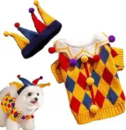 LeoLeozz Dog Sweater and Hat | Cosplay Cat Clothes,Dog Sweater Coats Soft Small Dog Sweater Fall Dog Clothes Hat for Cold Weather