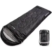 METEOR 220x80cm Black Rectangular Sleeping Bag with Hood