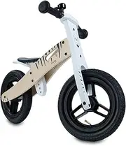 hauck Balance N Ride, Zebra - Wooden Toddler Balance Bike 2+ Year Old up to 20 kg, 12 Inch Air Wheels, Height-Adjustable Saddle, Bell, Carry Handle, FSC® Certified Toddler Bike, No Pedals