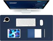 K KNODEL Leather Desk Mat, Office Desk Pad, Large Mouse Pad, Keyboard Pad, Computer and Laptop Mat for Desk, Desk Protector, Desktop Mat for Writing, Desk Blotter and Cover (80x40cm, Dark Blue)