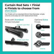Curtain Rod Set Single and Double Rod 3.0M Black Extendable