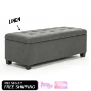 La Bella Storage Ottoman Foot Stool 102cm Fabric Blanket Box Chest Toy - Dark Gr