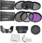 49mm Lens Filter Kit +CPL+FLD+ND(ND2 ND4 ND8) with Carry Pouch/Lens Cap/Lens Cap Holder/T & Rubber Lens Hoods/Cleaning Cloth Multicolor One Size