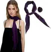 [COTHESUMAY] Women's Fashion Scarves, Chiffon Long Scarf with Detachable Collar Flower,Neckerchief Hair Band